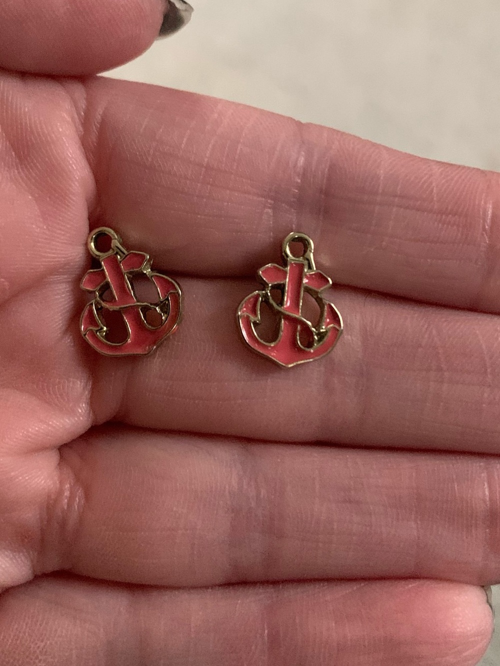 Pink and Gold Anchor Earrings